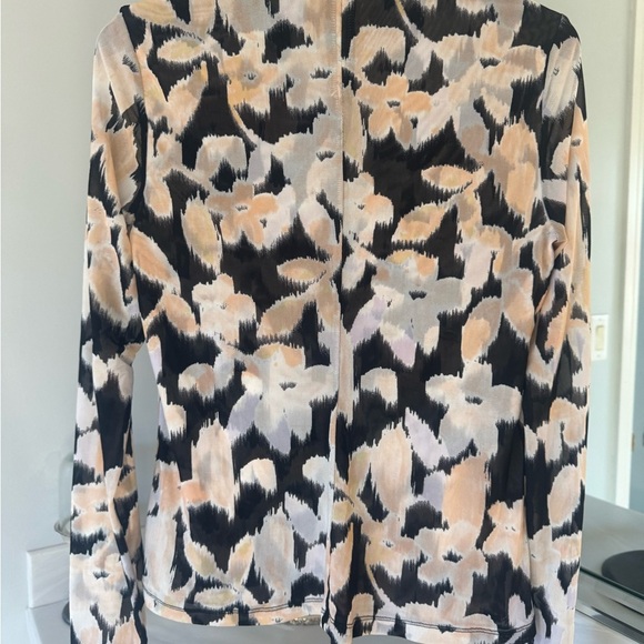 Cabi Mesh Floral High Neck Top Peach/ Black / off white floral patten Size M - Picture 3 of 6